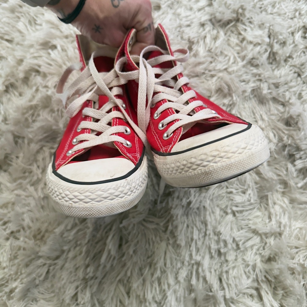 Converse Chuck Taylor All Star Red Canvas High Top Sneakers M 7 W 9 - Picture 9 of 14